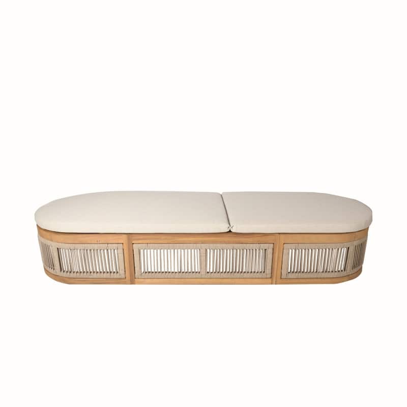 78.8" Acacia Wood Lounger Elegant Daybed with Adjustable Recline and Rope Design