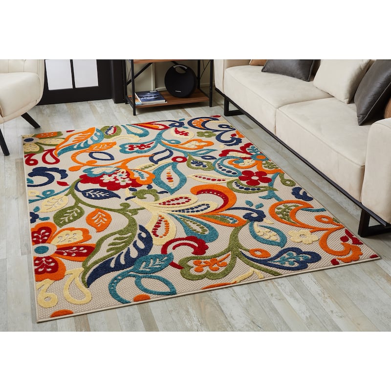 Domani Napa Floral Textured Indoor/ Outdoor Rug