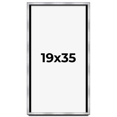 19x35 Shadow Box Frame Silver | 1.375 Inches Deep Real Wood