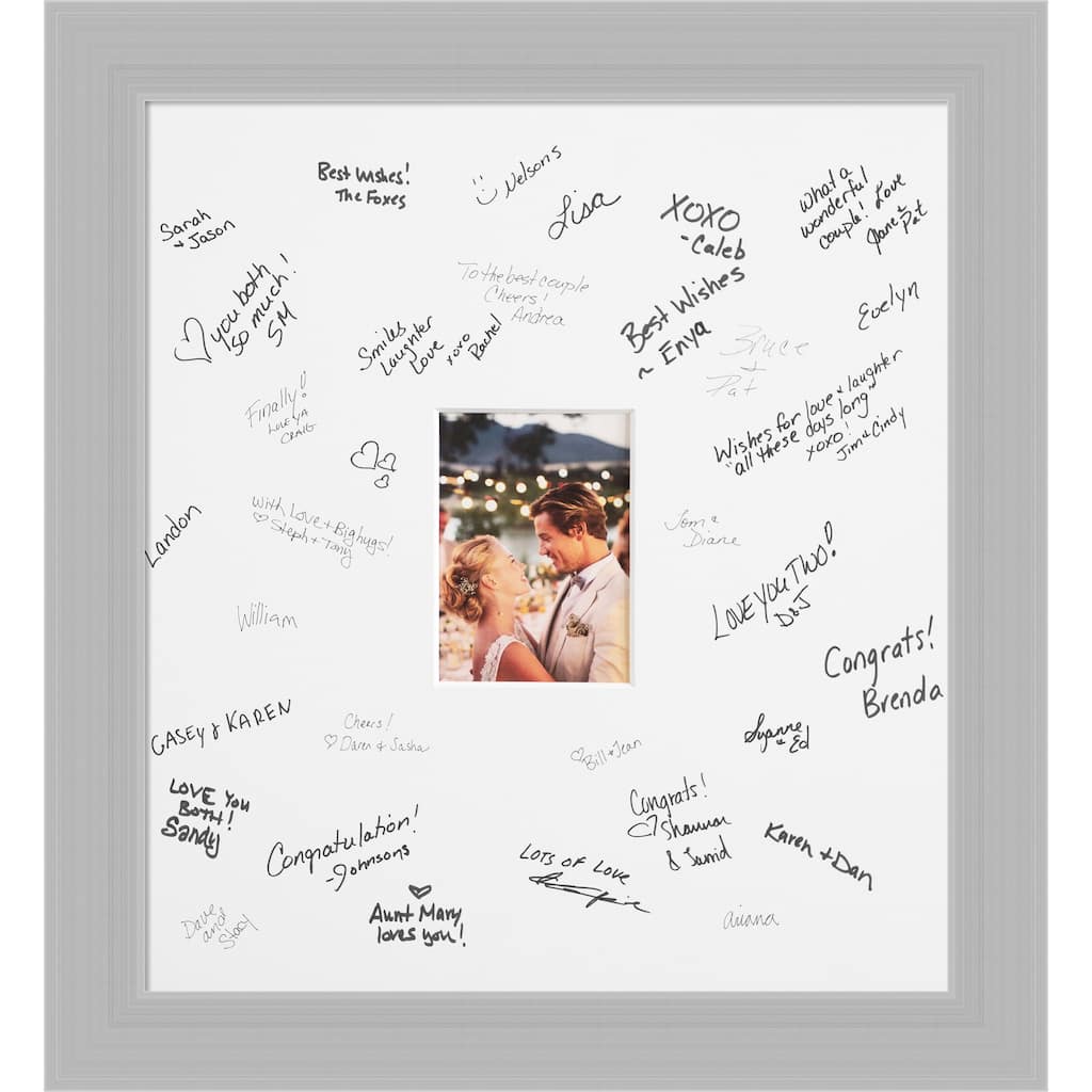 Brushed Signature Mat Picture Frame - Autograph Photo Frame Guest Book Alternative for Weddings, Graduations, or Retirement