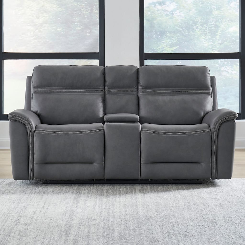 Liberty Furniture Cooper Power Loveseat with Console - Blue Gray - Width 79" x Depth 41" x Height 41"