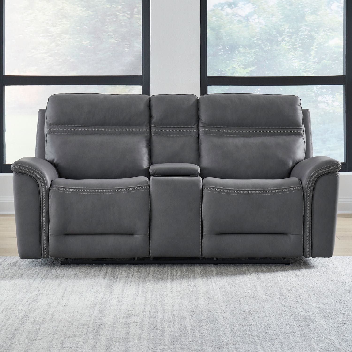 Liberty Furniture Cooper Power Loveseat with Console - Blue Gray - Width 79" x Depth 41" x Height 41"