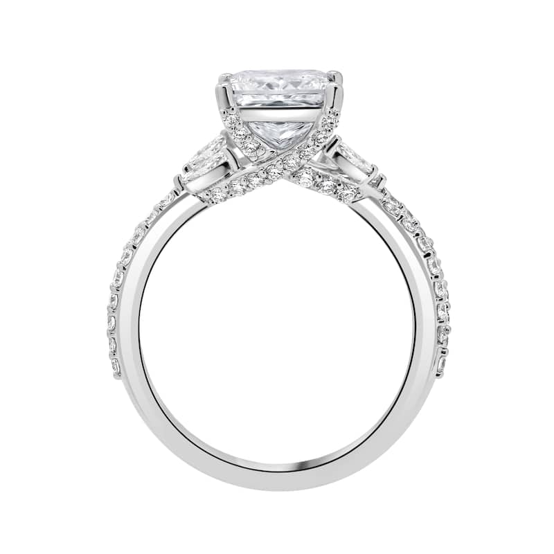 Auriya 14k Gold 5 3/4ctw Princess Lab grown Twisted-Vine Diamond Engagement Ring (E-F VS)