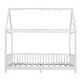 preview thumbnail 15 of 15, Twin Size Solid Wood House Bed with Guardrail, LED, and Roof for Kids