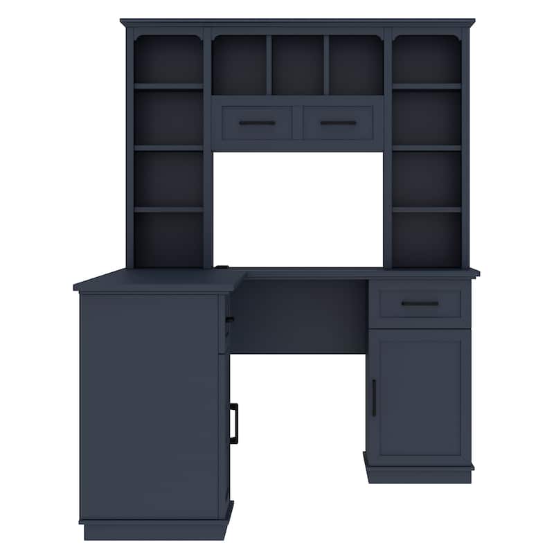 Large Bookcase Desk 2-in-1 Computer Desk L-shape Computer Armoire