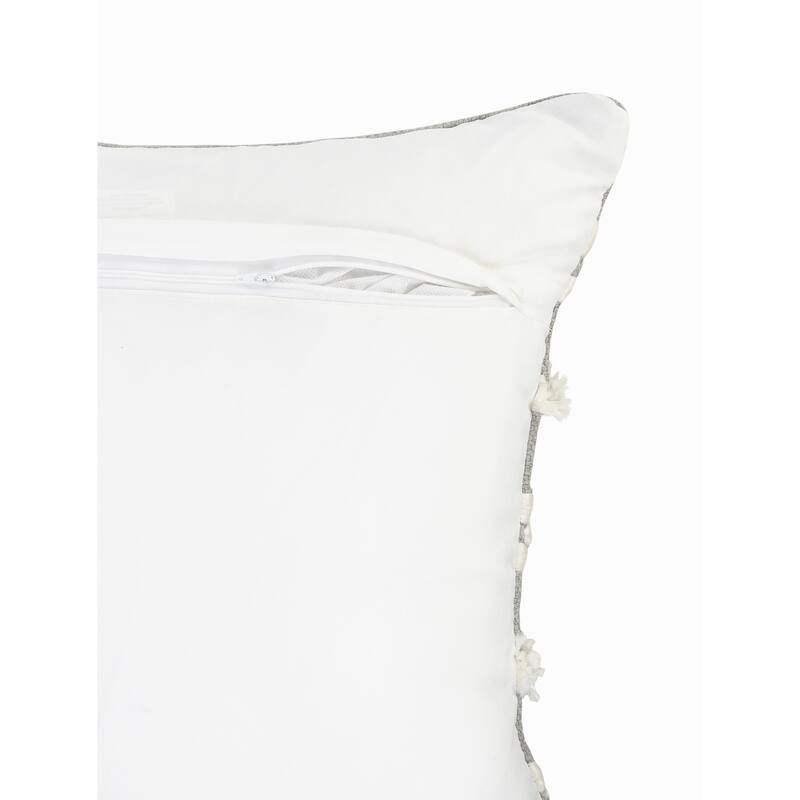 Sevita Gray Textured and Tufted Throw Pillow