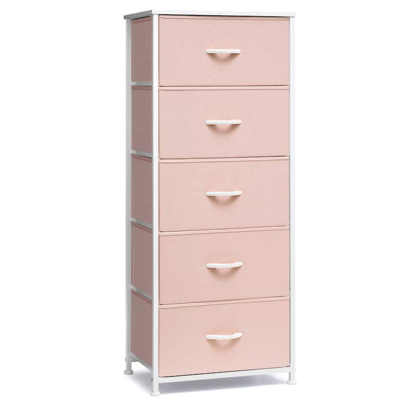 Crestlive Products Household 5-Drawer Vertical Dresser Storage Chest - Light Pink - 5-drawer