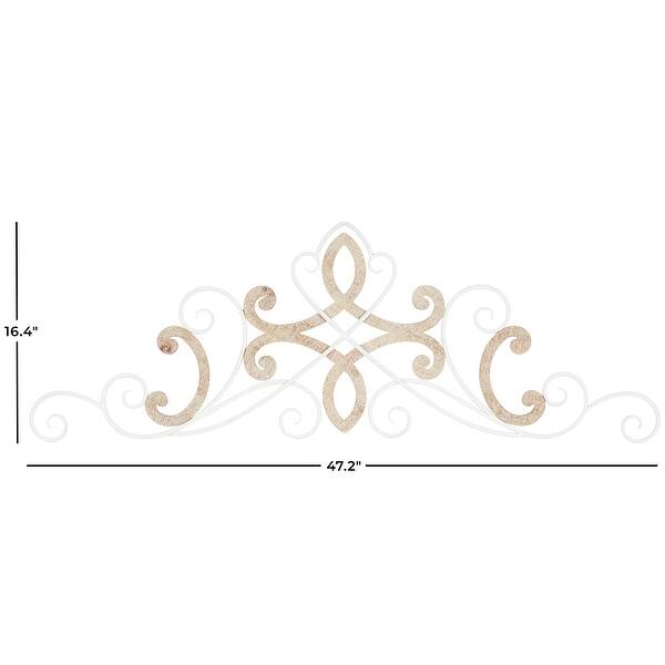 Wooden Scroll Wall Decor with Wood Accents White Roche River Decor