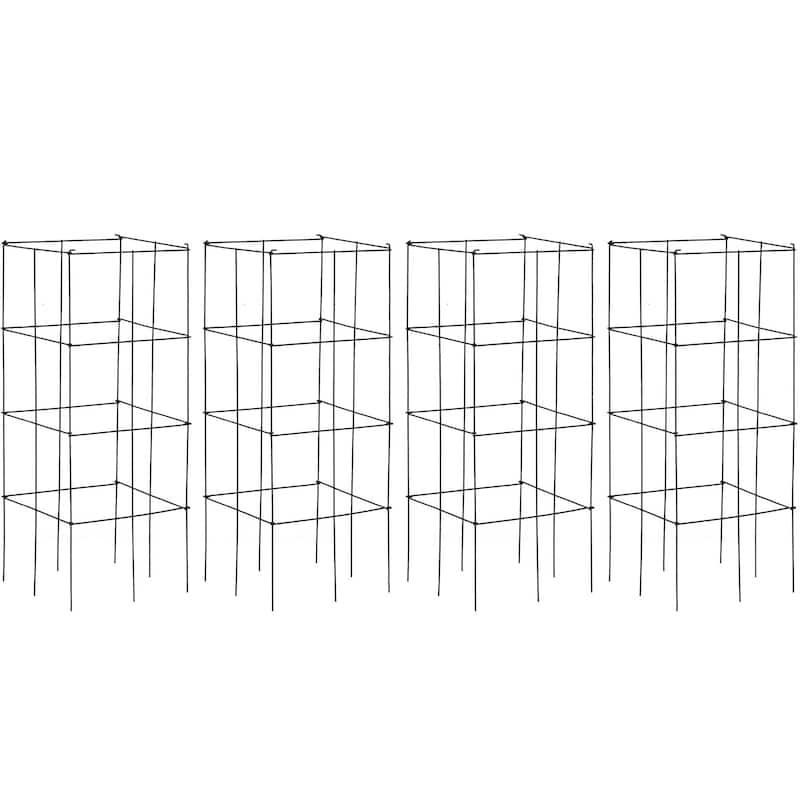 Pack of 4 Plant Cage Support Tomato Stakes and Cages - Green