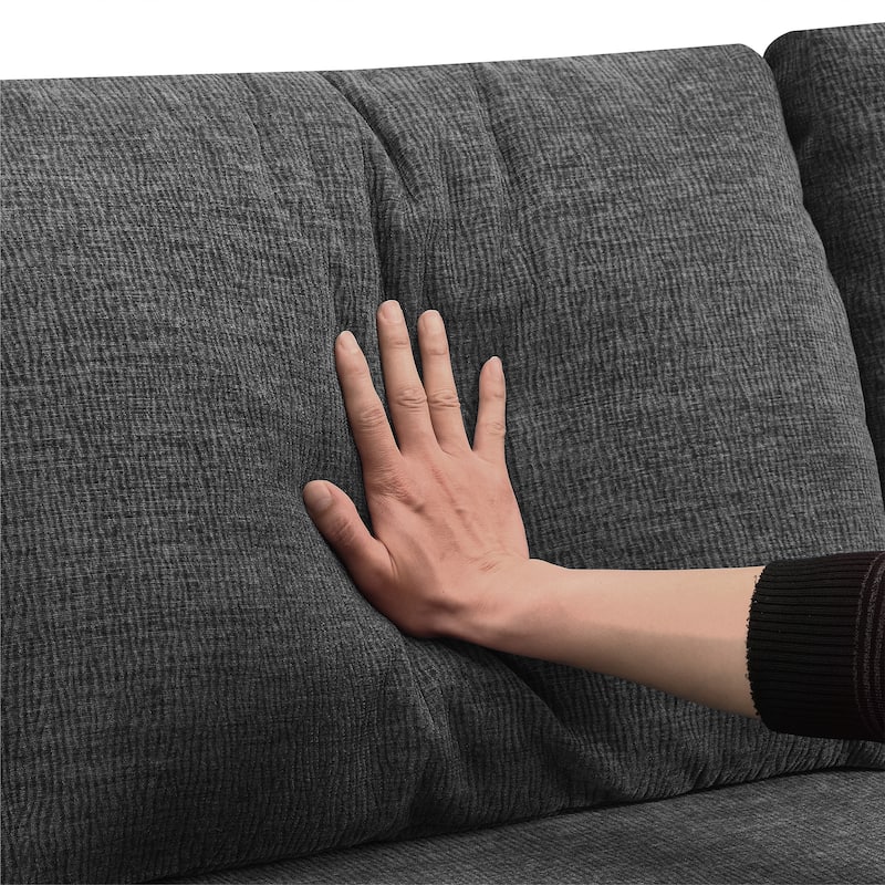 Modular U-Shaped Sectional Sofa with 2 Ottomans, Chenille Cloud Floor Couch, Fully Compressed Upholstered Sofa