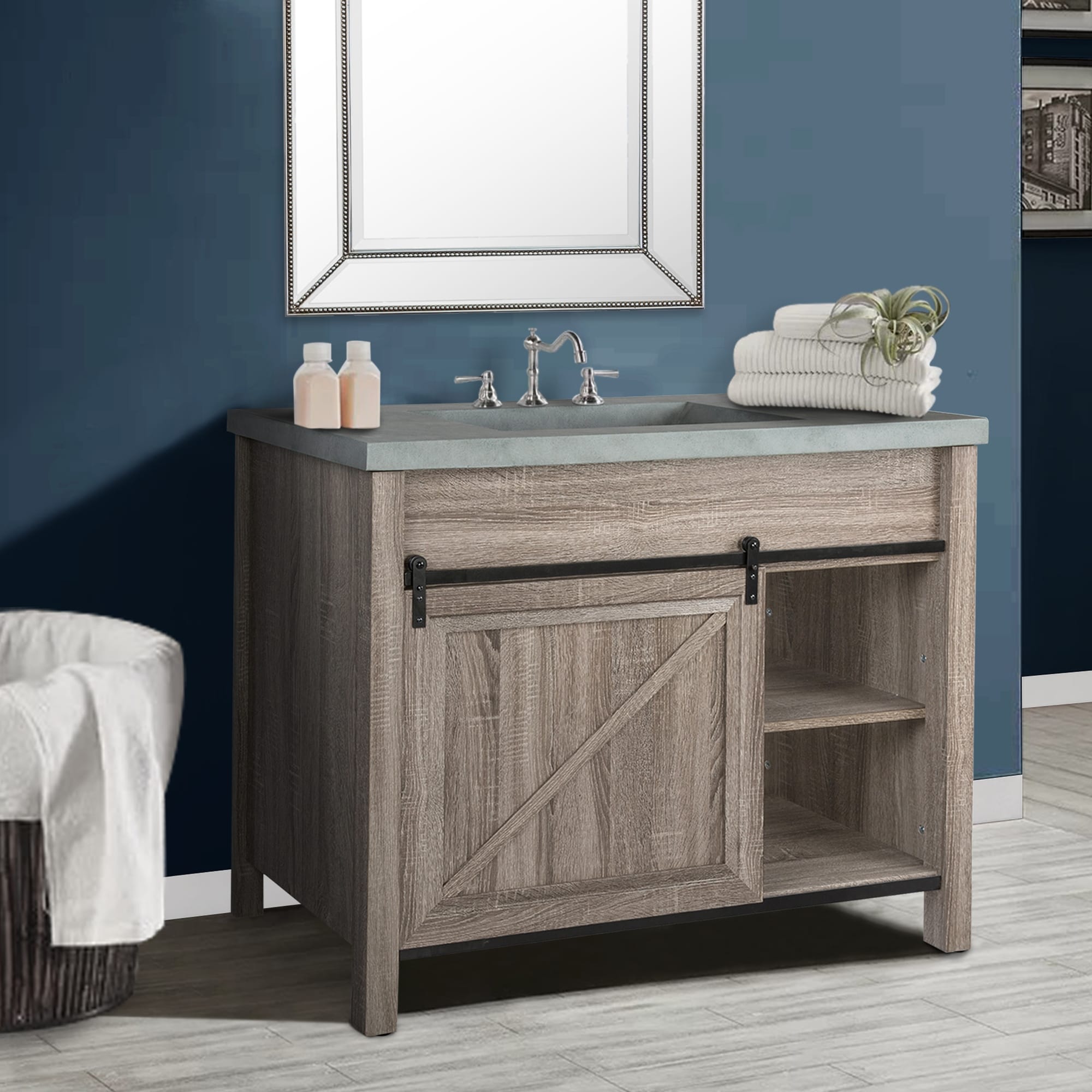 42 Farmhouse Sliding Barn Door Vanity