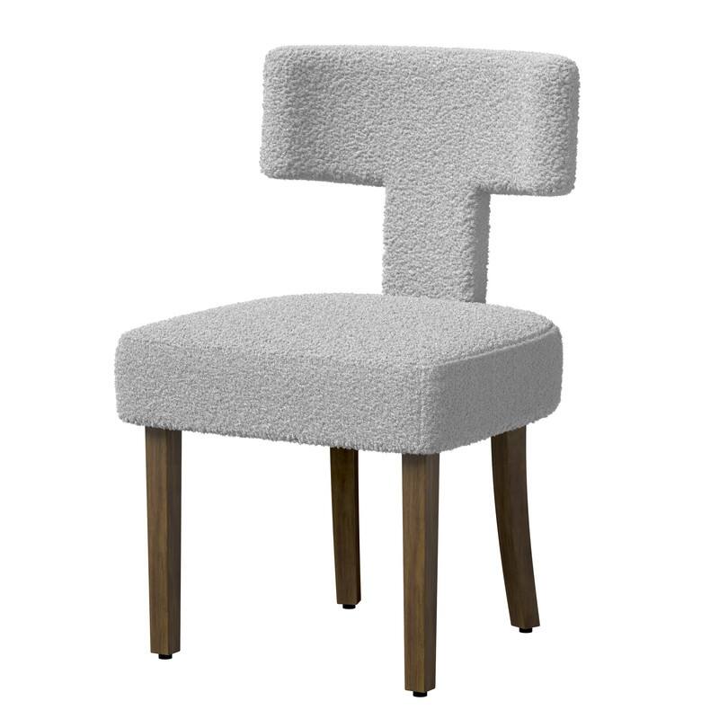Dining Chairs Boucle Fabric Lamb Upholstered T-Shape (Set of 2)