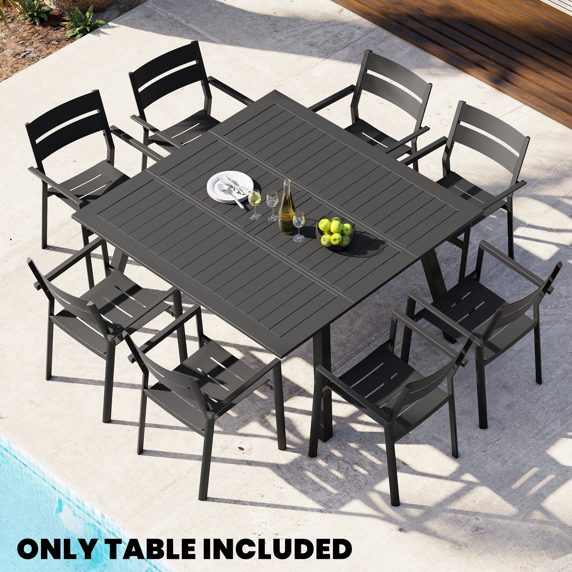Black Outdoor Expandable Aluminum Dining Table On Sale Bed Bath Beyond 37291644
