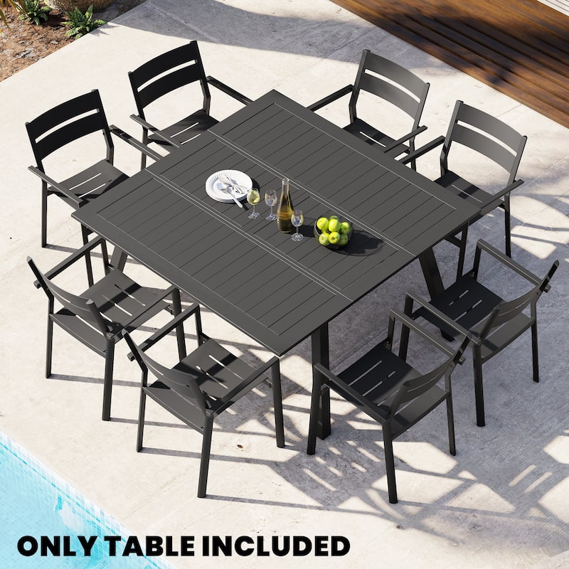 Outdoor All-Weather Aluminum Patio Square Dining Table with Umbrella Hole