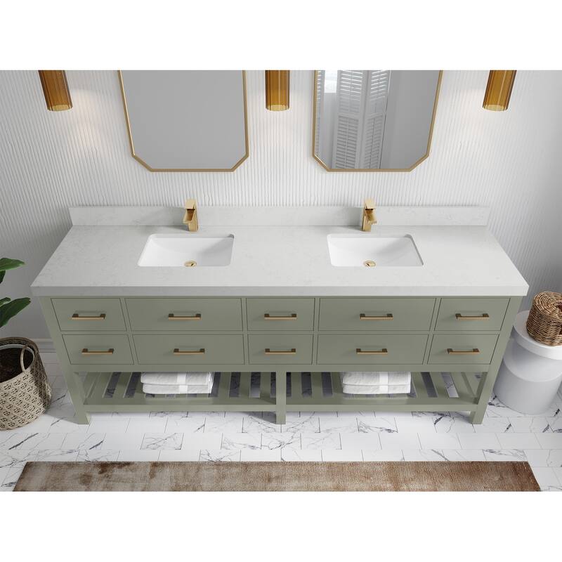 Willow Collections 84 in. W x 22 in. D Parker Double Sink Bathroom vanity with Regular Countertop