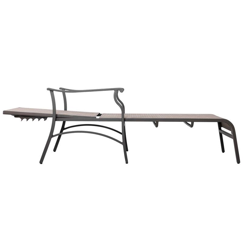 Patio Time 2 Pieces Lounge Chair with 6-Position Adjustable Backrest, Brown