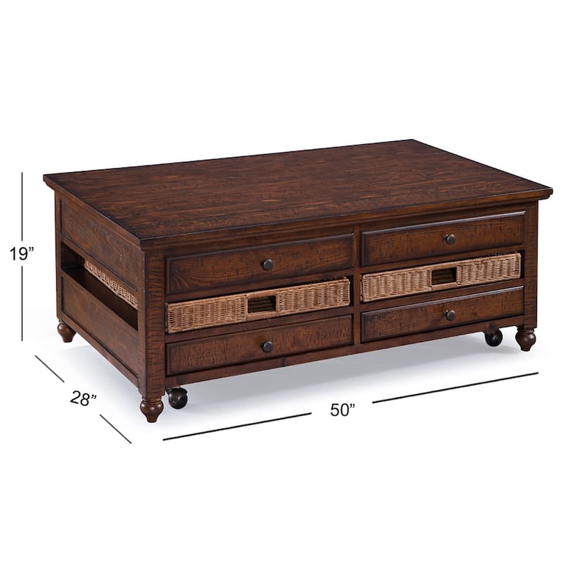 Magnussen Home Cottage Lane Coffee Rectangular Lift Top Cocktail Table - 50''W x 28''D x 19''H