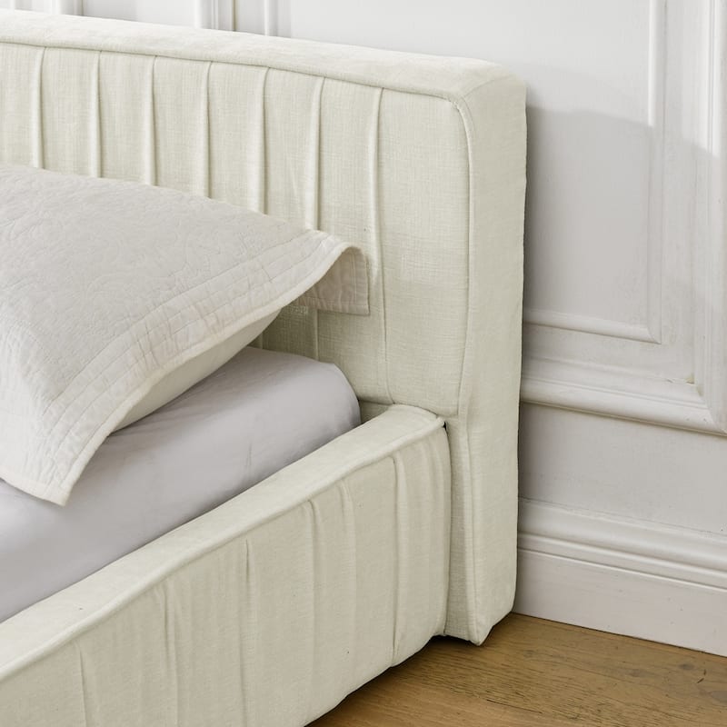 Chenille fabric Queen Size Upholstered Bed Frame