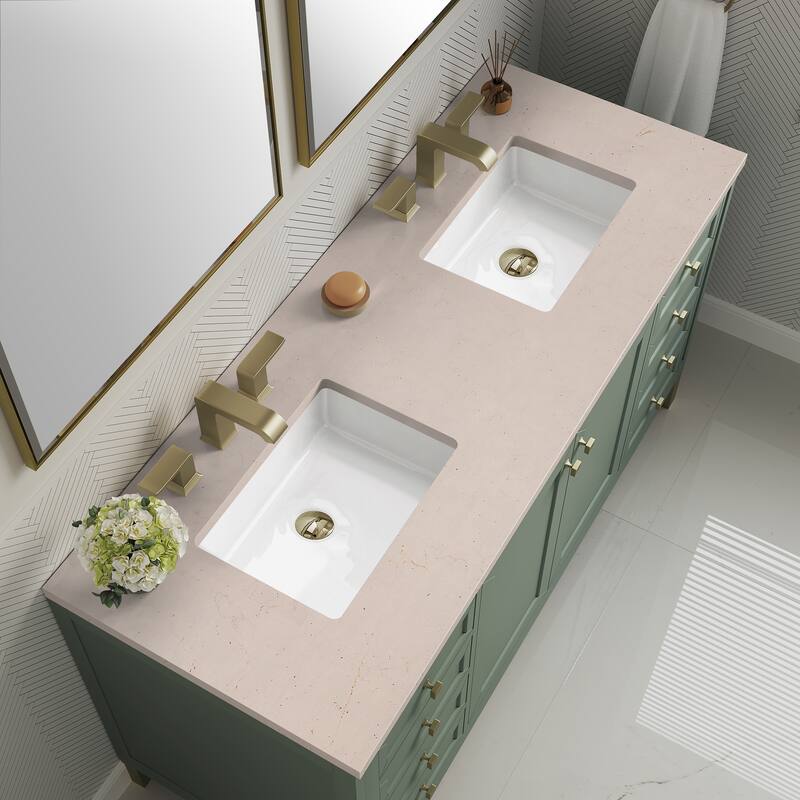 James Martin Vanities Chicago 60" Double Vanity, Smokey Celadon