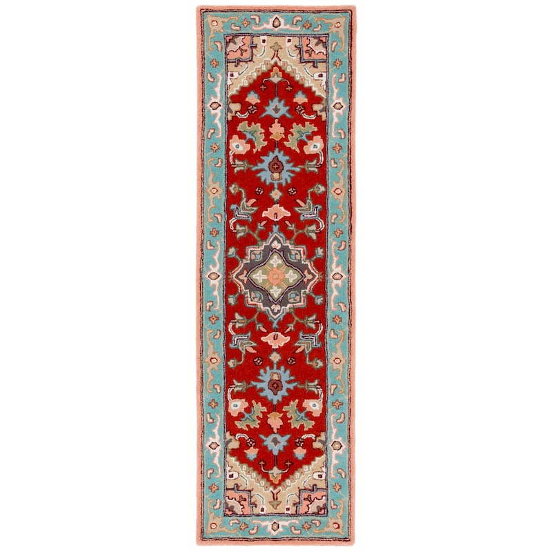 SAFAVIEH Handmade Heritage Asia Traditional Oriental Wool Rug - 2'3" x 8' Runner - Red/Pink