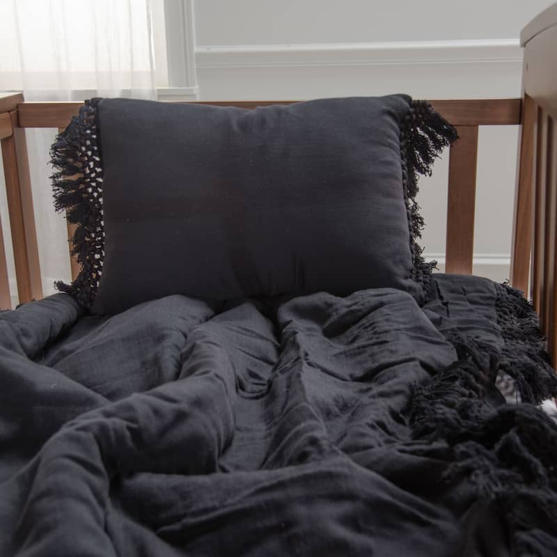 Rizzy Home Tatum Solid Fringe Crib Quilt - 38" X 50"
