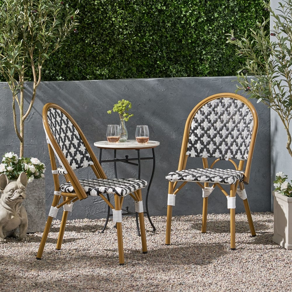 Louna Outdoor French Cafe Chairs (Set of 2) by Christopher Knight Home