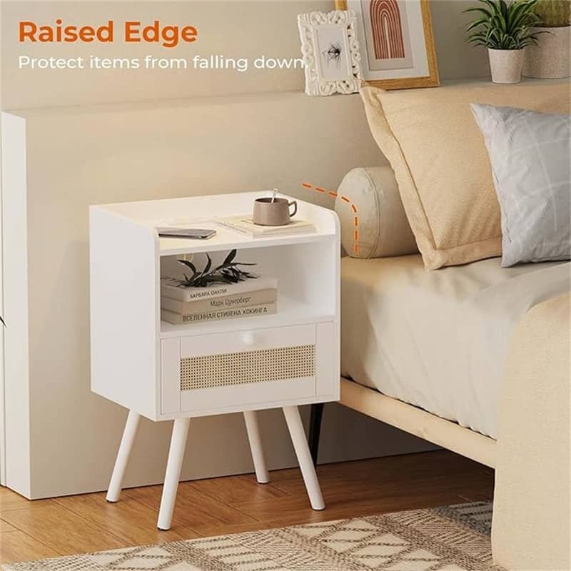 Nightstands Set of 2 with PE Rattan Drawers