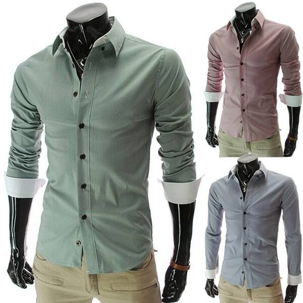 Shop Men S Korean Fashion Slim Stripe Long Sleeve Shirt Trend Of