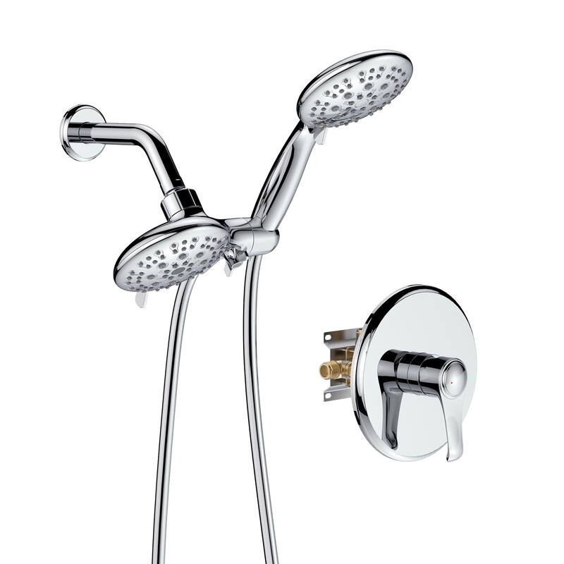 4.7 inch Wall-Mounted Round Shower System with Rough-in Valve - Chrome