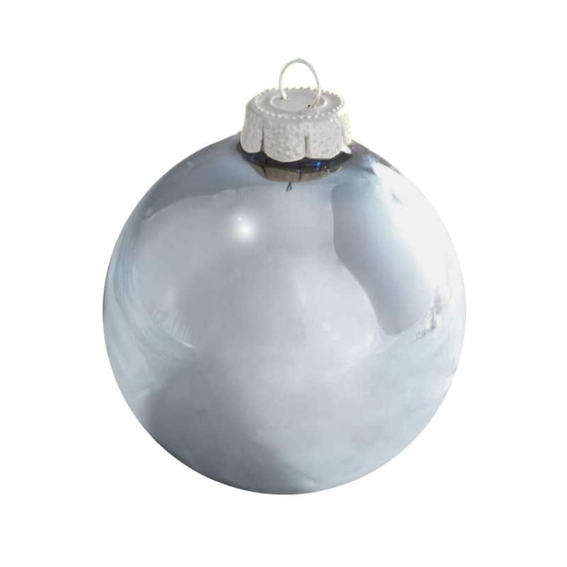 6ct Shiny Sky Blue Glass Ball Christmas Ornaments 4" (100mm)