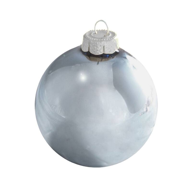 Pearl Finish Glass Christmas Ball Ornaments 1.25" (30Mm) Sky Blue 40Ct