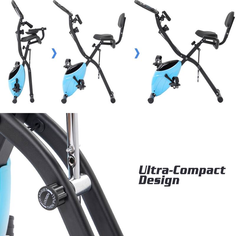 Upright Folding Exercise X-Bike with 16-Level Adjustable Resistance