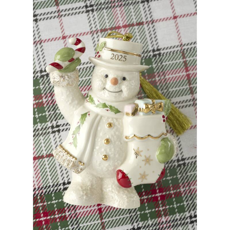 Lenox 2025 Snowman with Stocking Ornament
