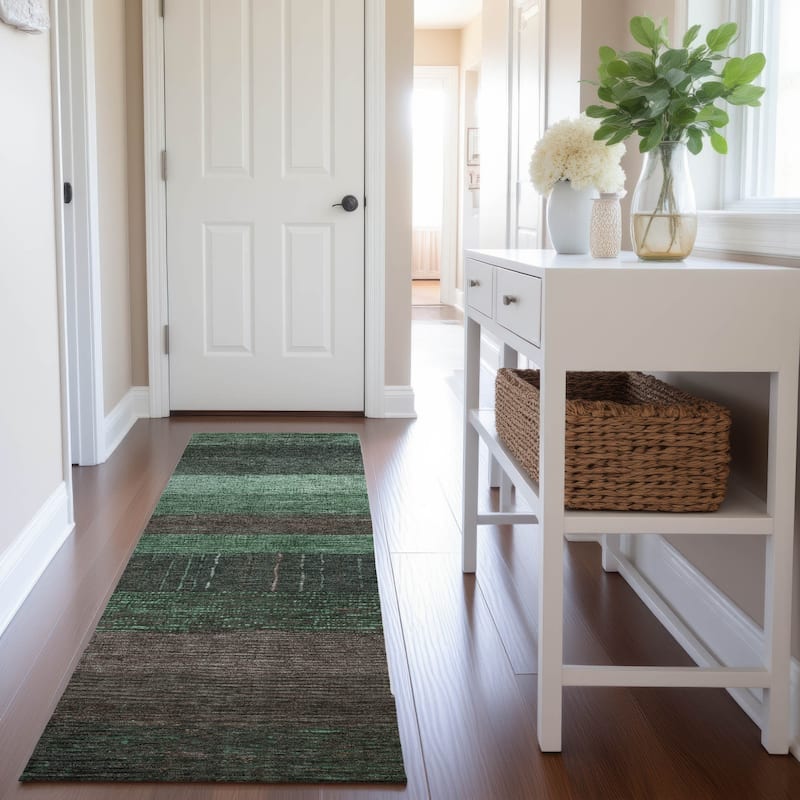 Premium Washable Super Soft Ombre Stripes Mayfield Rug - Green - 2'3" x 7'6"