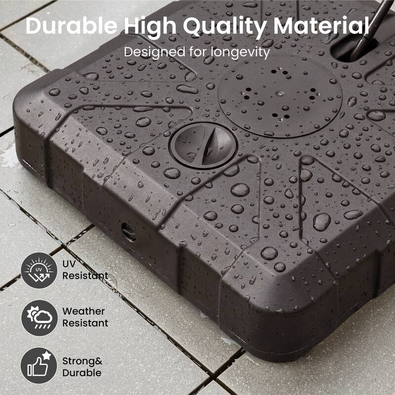 Heavy Duty 350 LBS Water Sand Fillable Patio Cantilever Offset Umbrella Base Stand with Wheels and Drag Rod