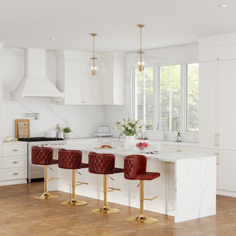 Swivel Bar Stools Set of 2, Modern PU Bar Stools with Backs - Counter Height