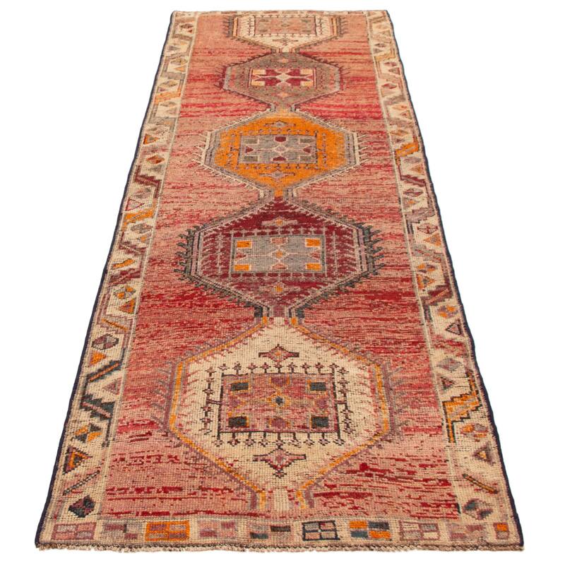 ECARPETGALLERY Hand-knotted Melis Vintage Red Wool Rug - 4'3 x 12'11