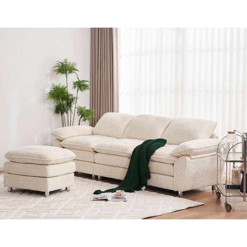 Modern dark three-seater sofa, polyester sofa sleeper, comfortable upholstered furniture for living room, apartment