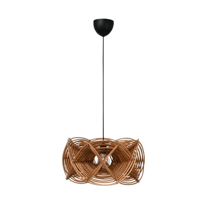 Woven Rattan Ceiling Light - 19.7"L x 19.7"W x 11.0"H
