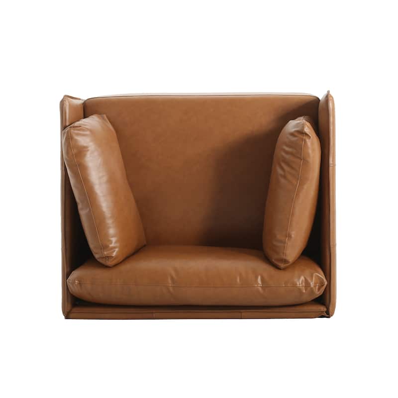 Vintage Faux Leather Lounge Chair Accent Chairs
