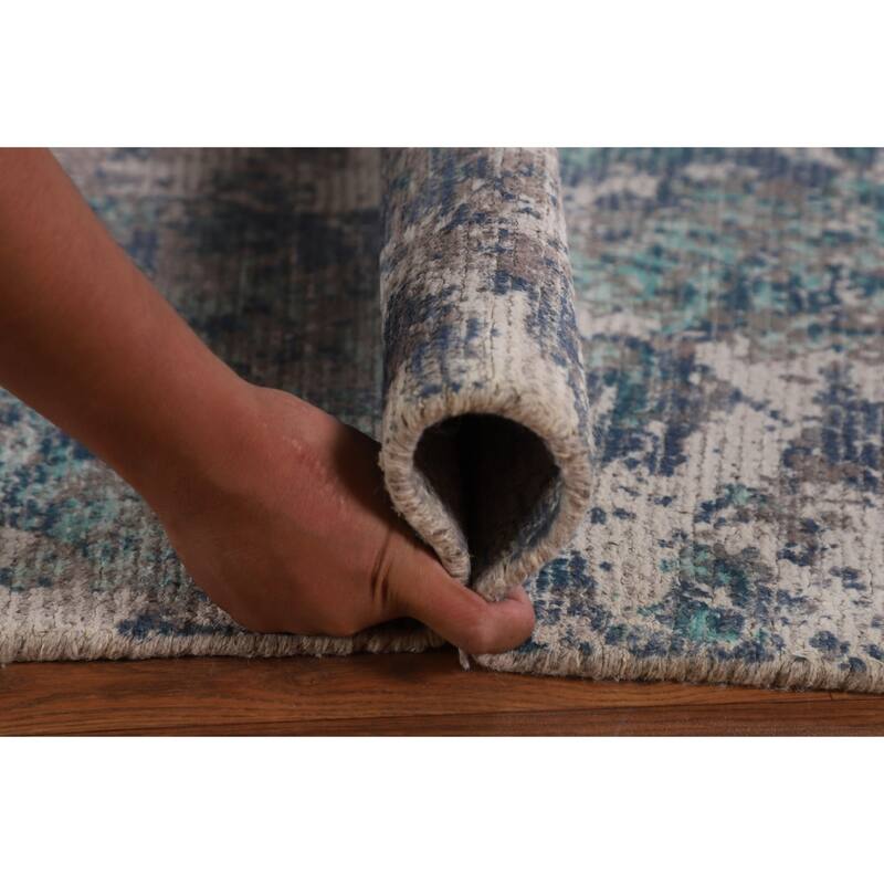 Modern / Abstract Area Rug Handmade Multi-Color Wool Carpet - 7'11"x 9'10"
