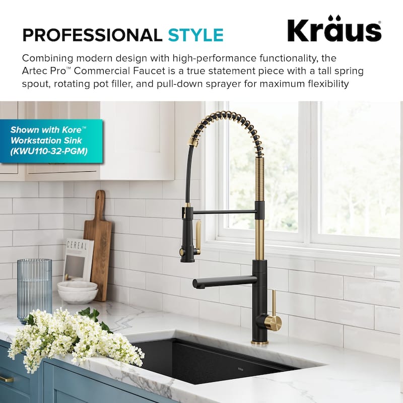 Kraus Artec 2-Function Commercial Pulldown Pot Filler Kitchen Faucet