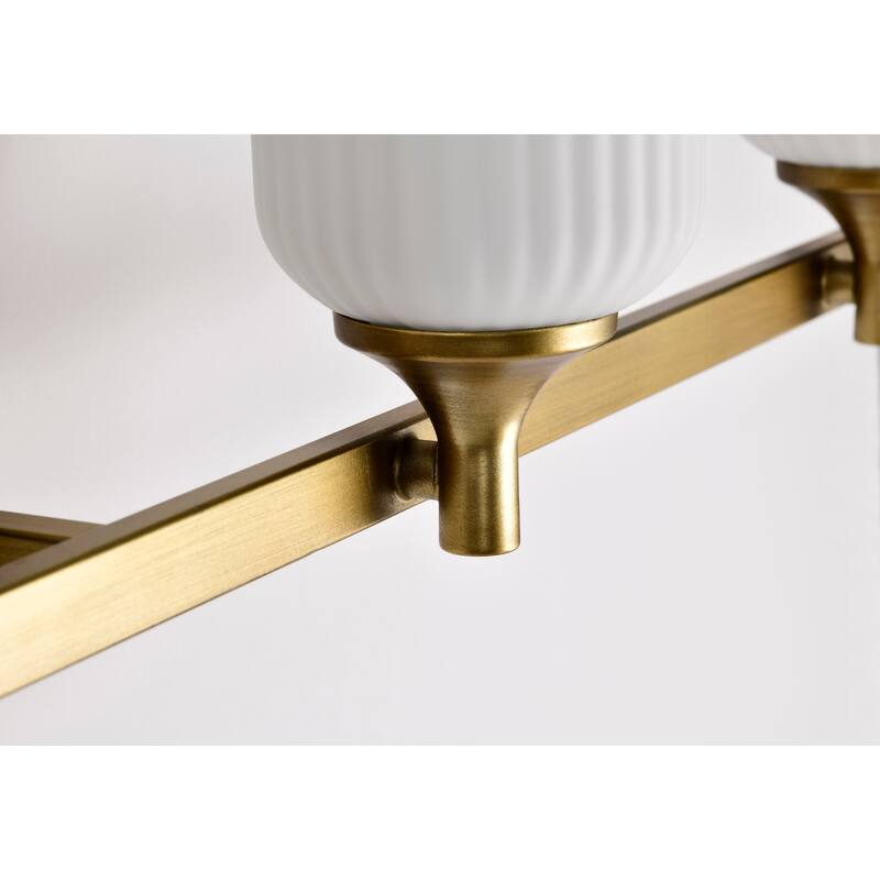 Solara 4 Light Vanity Natural Brass Finish Frosted Ribbed Glass - Natural Brass