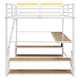 preview thumbnail 10 of 24, Twin/Full Size Metal Loft Bed with Ladder and Built-in Long Desk, Kids Storage Bed Frame with Shelves and USB Ports