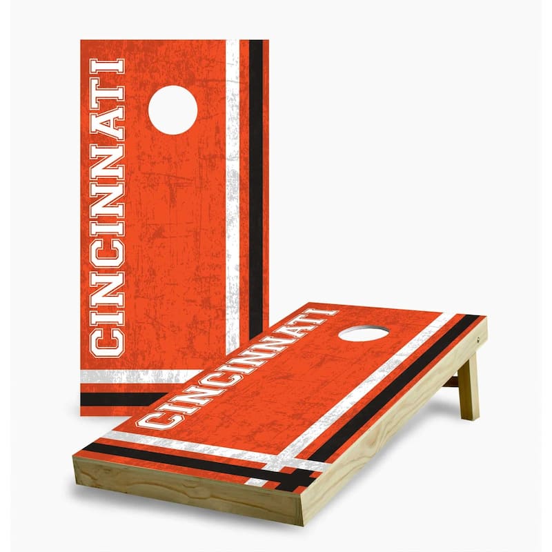 Cincinnati Bengals Multi Stripe Cornhole Game (Choose Wraps or Boards) - 2x4 Boards (24" x 48") - Include Hole + Edge Lights