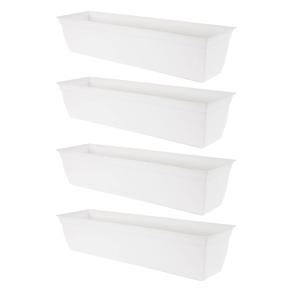 The HC Companies 30 Inch Window Flower Box with Removable Saucer, White (4 Pack) - 1.56
