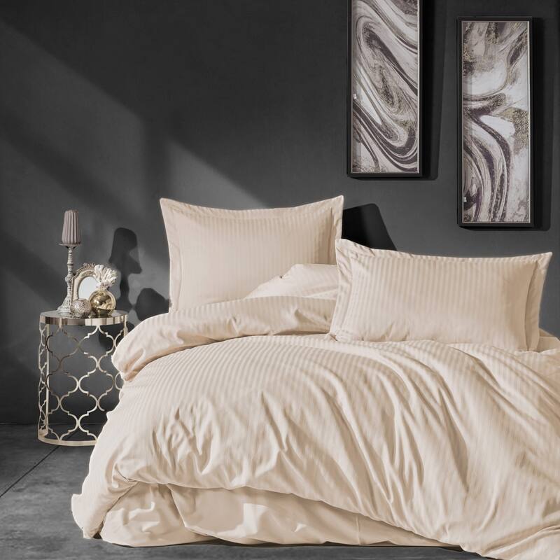 Satin Duvet Cover Set, High Quality Turkish Cotton Queen Size Set, 1 Duvet Cover, 1 Fitted Sheet and 2 Pillowcases