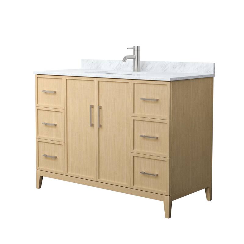 Wyndham Collection WCH717148S-CM-UNSMXX Elan 48" Free Standing Single - White Oak / Brushed Nickel Hardware