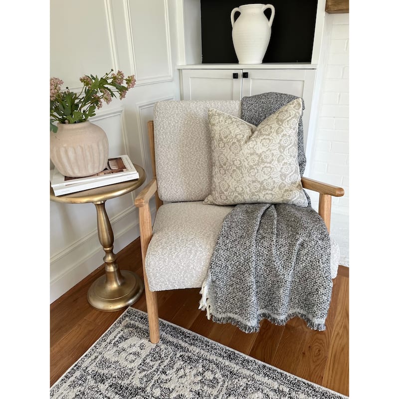Spindle Back Wooden Frame Fabric Lounge Armchair