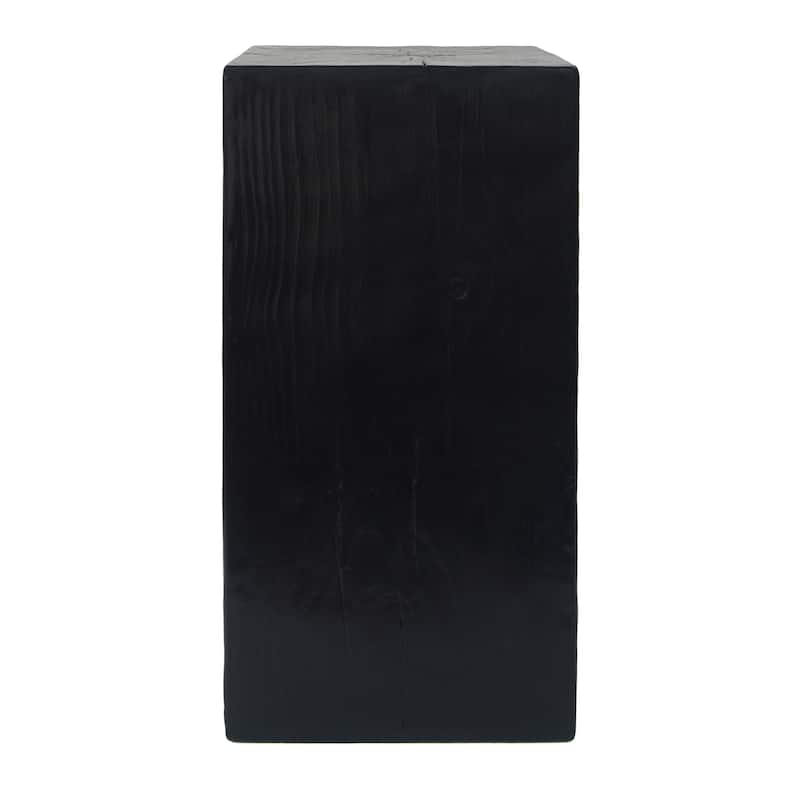 Distressed Wood-Effect End Table • Square Column Design in Multi-Height Set • Weather-Resistant for Indoor & Outdoor Decor